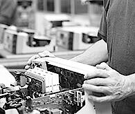 technical service is looking at the product.